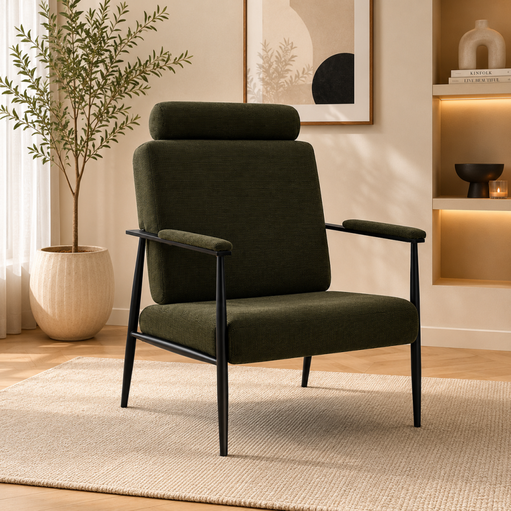 كرسي قماش باللون الأخضر
