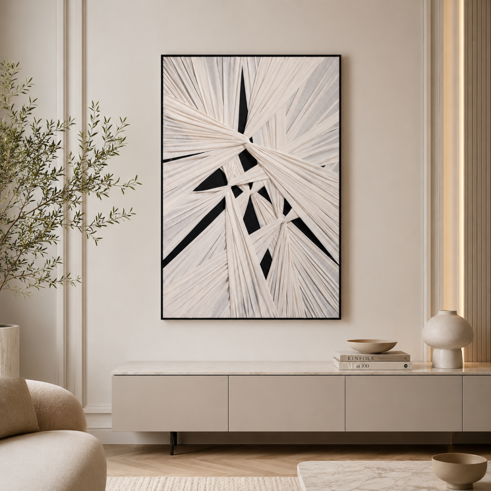 لوحة فنية بإطار أسود مقاس 80 × 120 سم