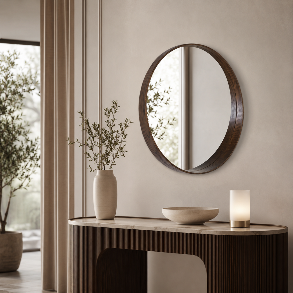 مراية حائط بأطار بنىمقاس 80 × 80 سم