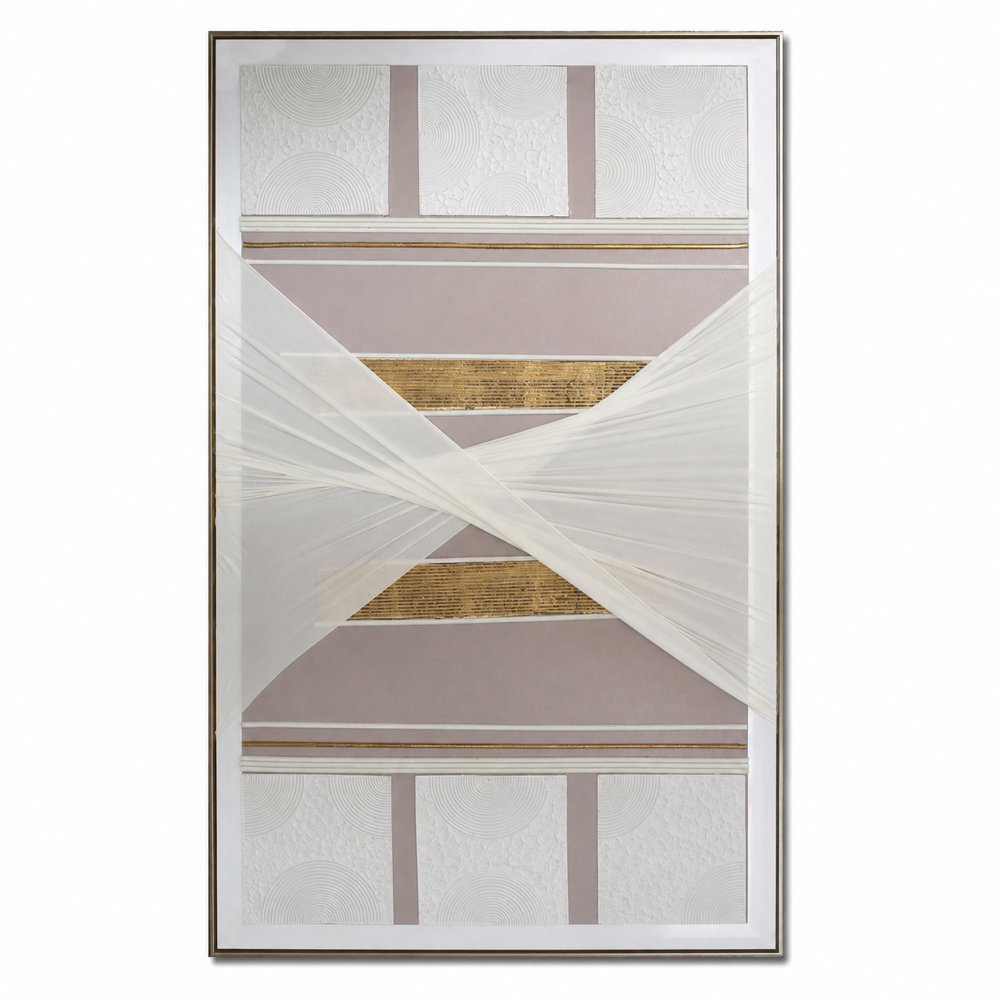 لوحة فنية بإطار ذهبي مقاس 100 × 160 سم