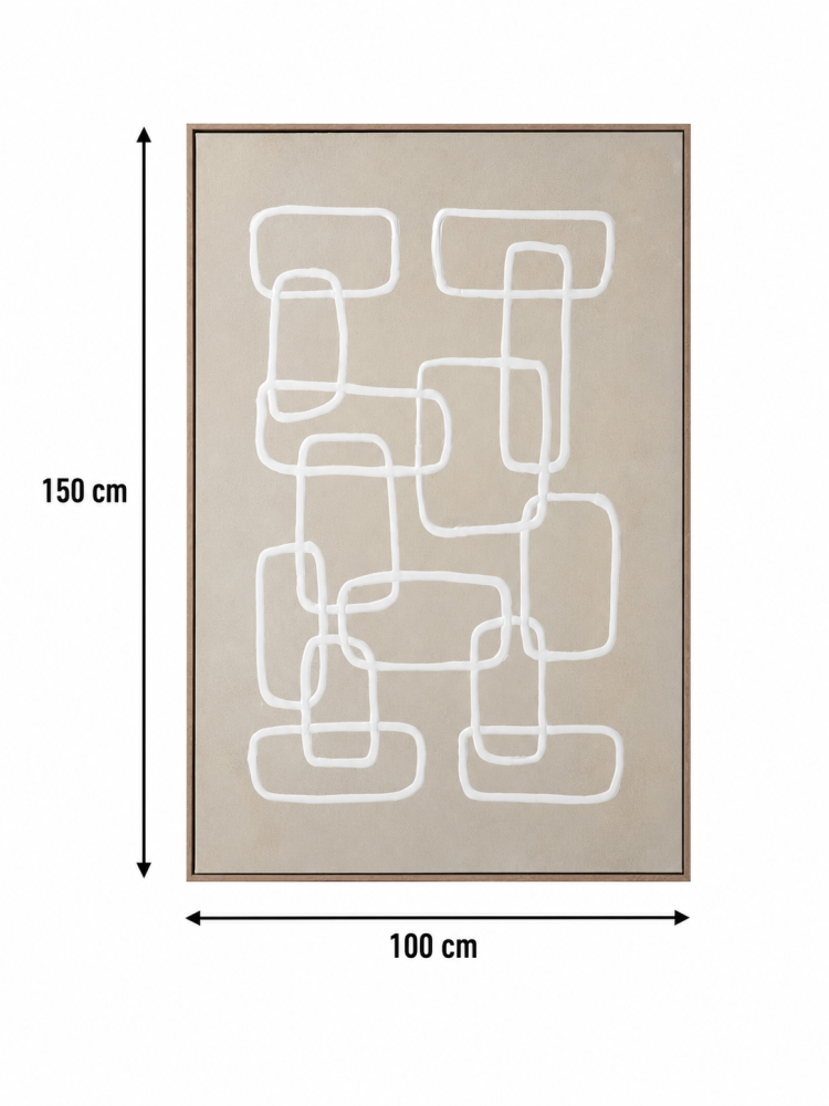 لوحة حائط بإطار بيج مقاس 100 × 150 سم
