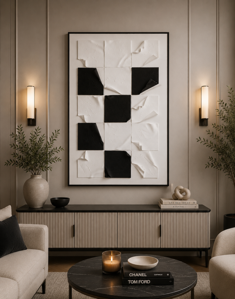 لوحة حائط بإطار أسود مقاس 120 × 80 سم