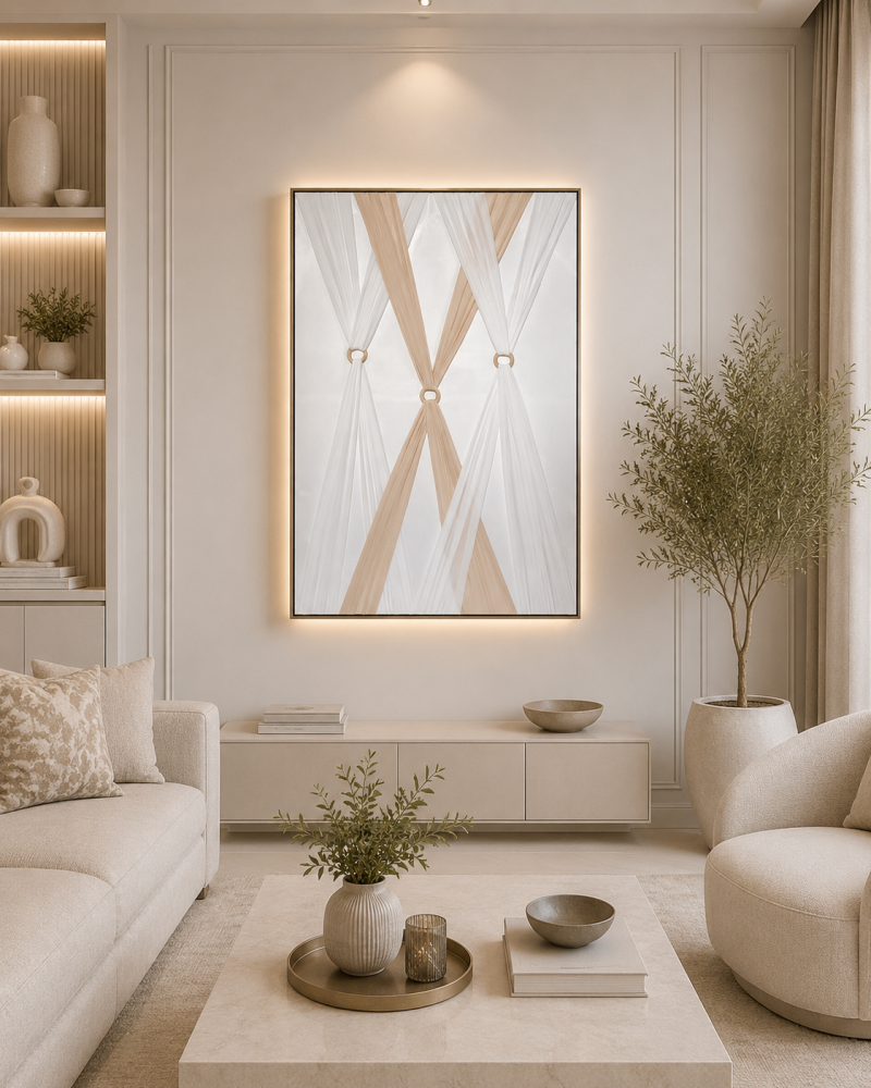 لوحة فنية راقية بإطار أسود مقاس 80 × 120 سم