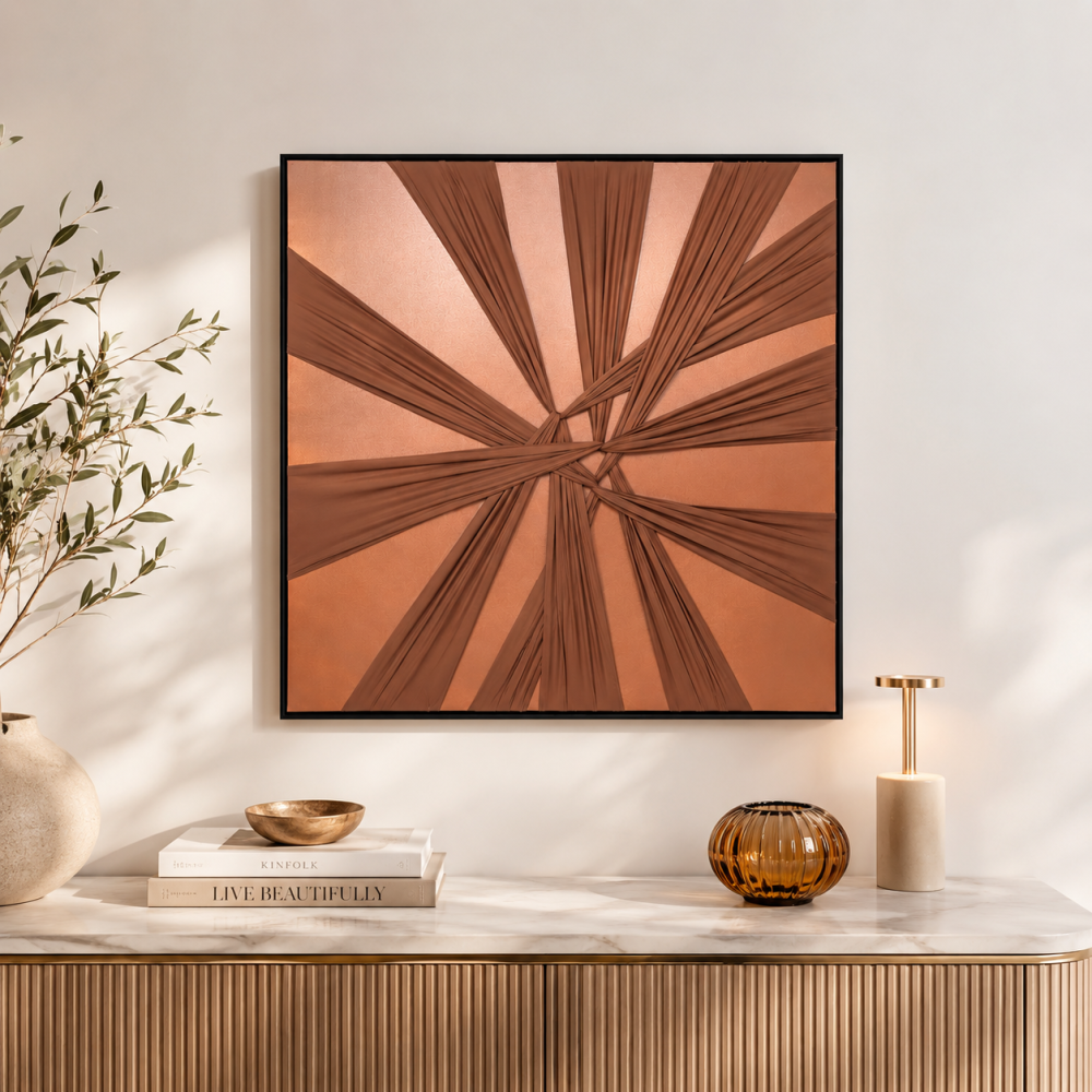 لوحة فنية مربعة بإطار أسود مقاس 80 × 80 سم