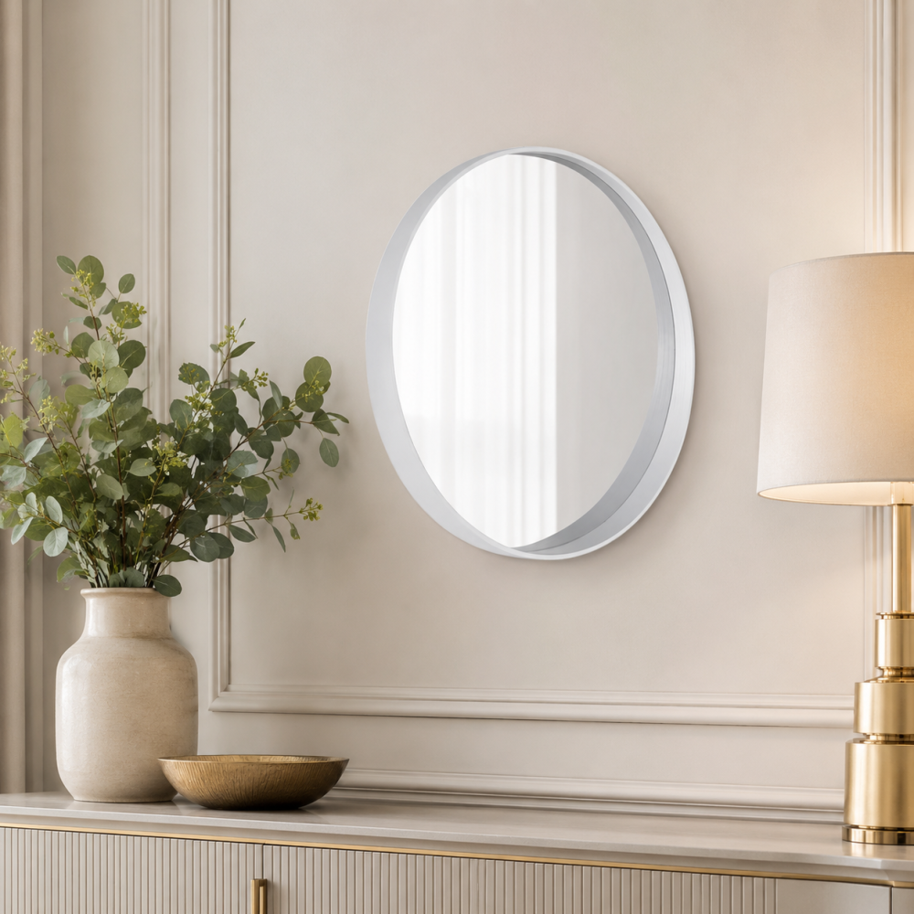 مراية حائط بأطار ابيضمقاس 80 × 80 سم
