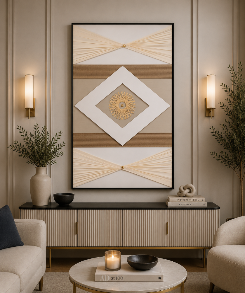 لوحة ديكور راقية بإطار أسود مقاس 100 × 150 سم