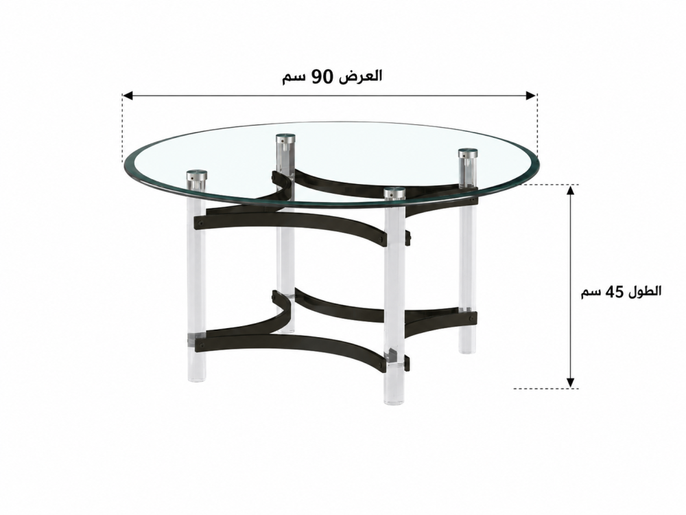 طاولة شاي أكريليك زجاج أسود