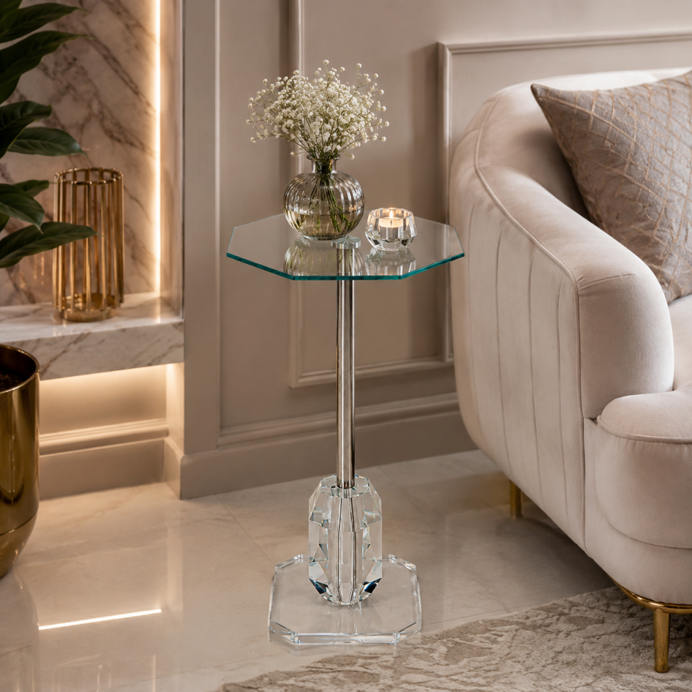 طاولة خدمة مفردة باللون الفضي