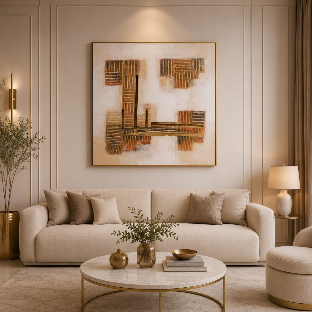 لوحة فنية مربعة للديكور مقاس 100 × 100 سم