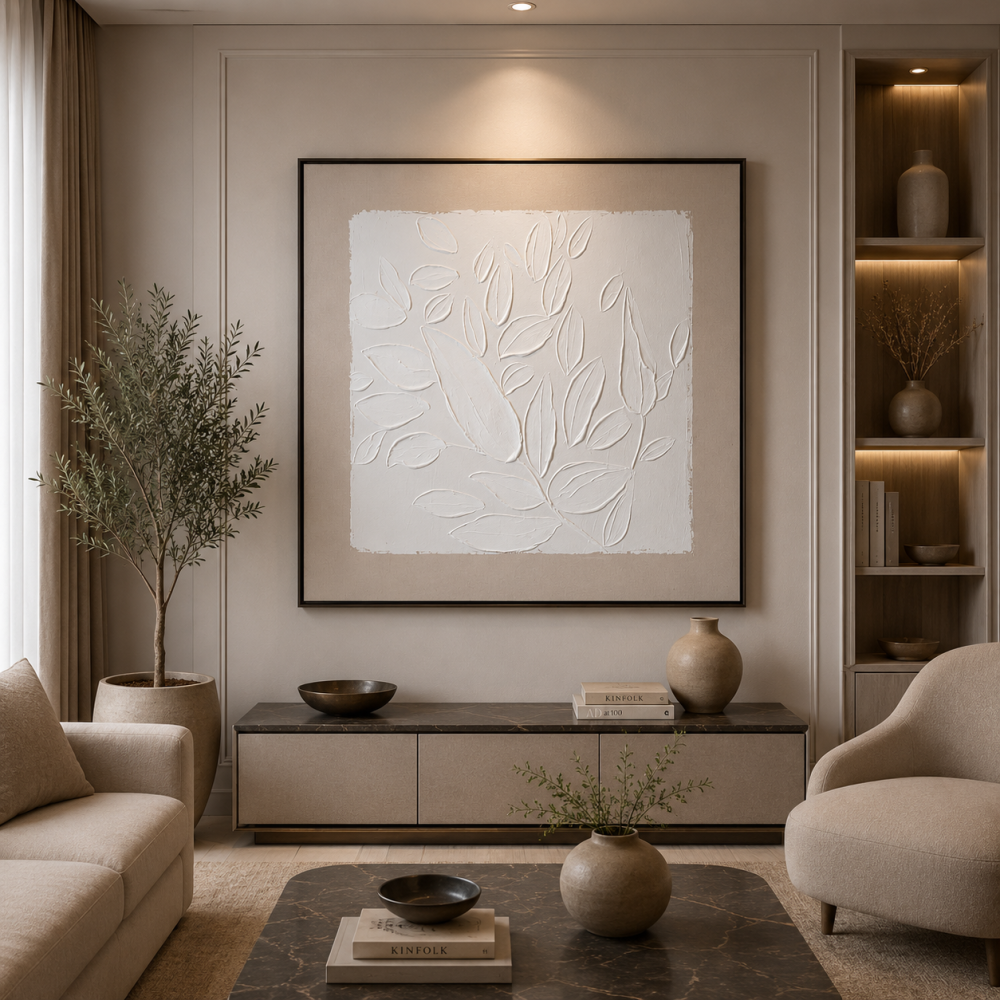 لوحة فنية مربعة بإطار أسود مقاس 100 × 100 سم