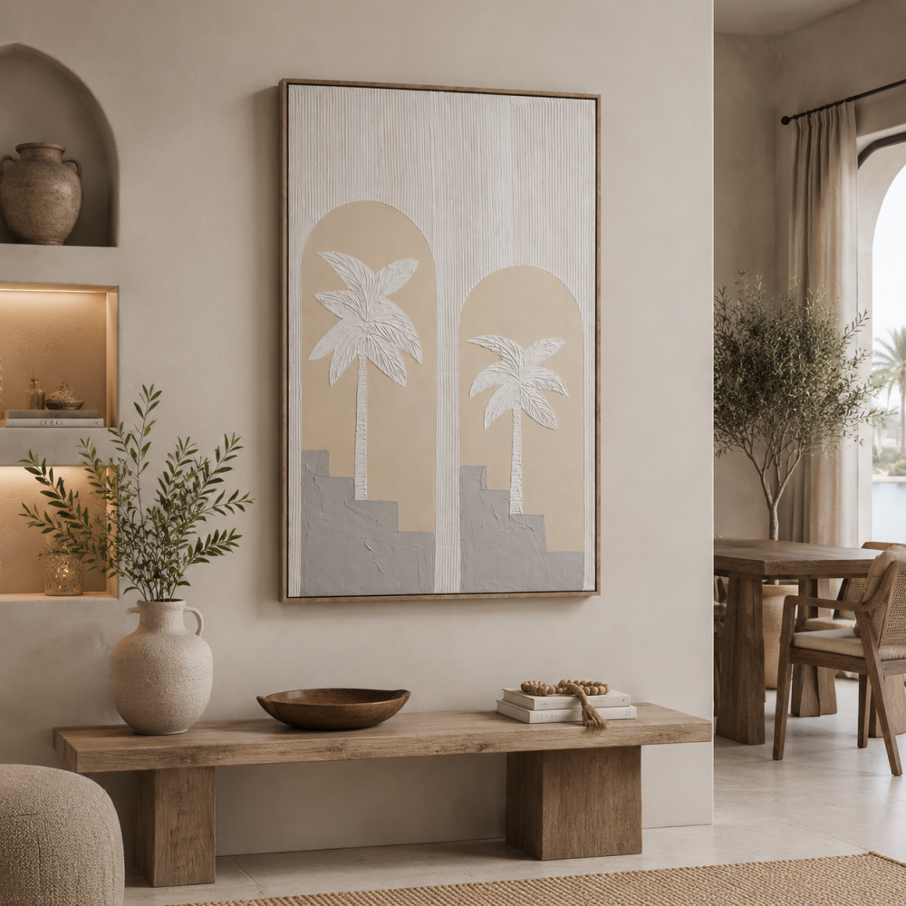 لوحة حائط بإطار بيج مقاس 120 × 80 سم