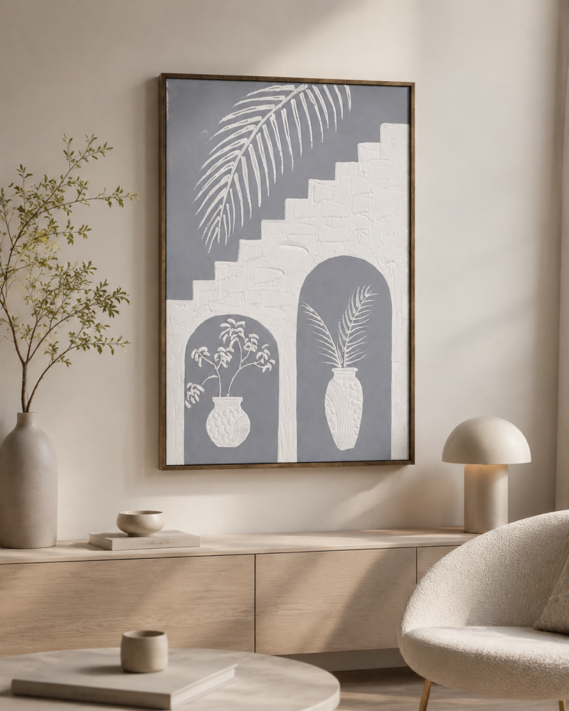 لوحة فنية بإطار خشبي مقاس 120 × 80 سم