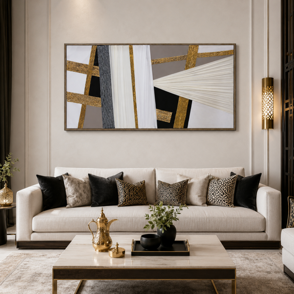 لوحة ديكور بإطار خشبي مقاس 70 × 140 سم