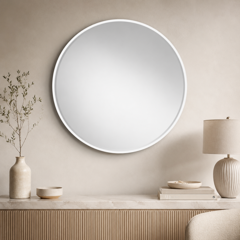 مراية حائط بأطار أبيضمقاس 70 × 70 سم