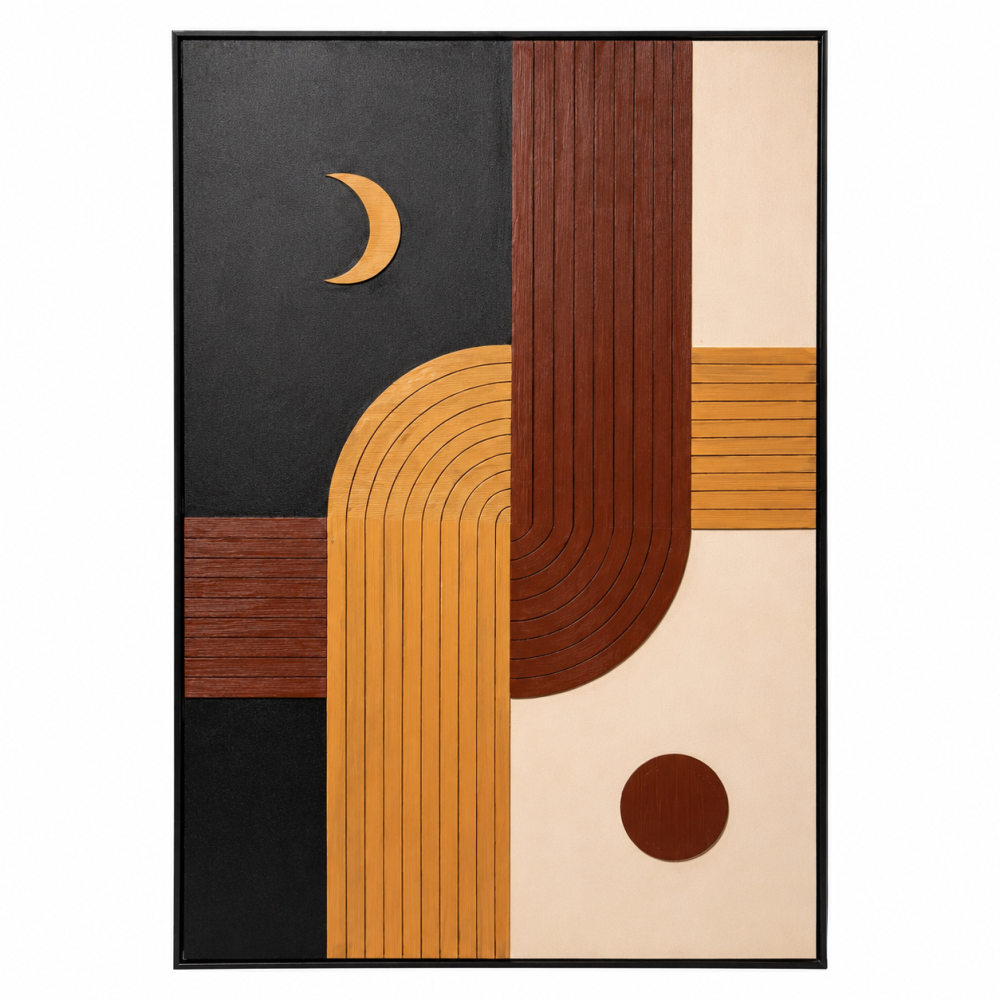 لوحة ديكور مودرن بإطار أسود مقاس 80 × 120 سم