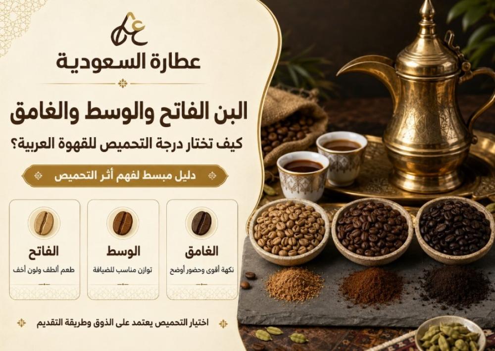 البن الفاتح والوسط والغامق: اختيار تحميص القهوة العربية