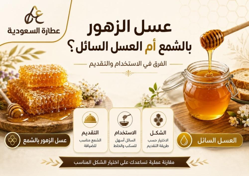 عسل الزهور بالشمع أم العسل السائل؟ الفرق في التقديم