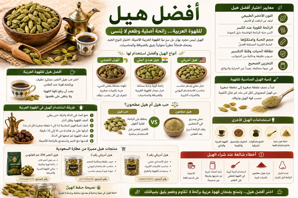 أفضل هيل للقهوة العربية: كيف تختار النوع المناسب؟