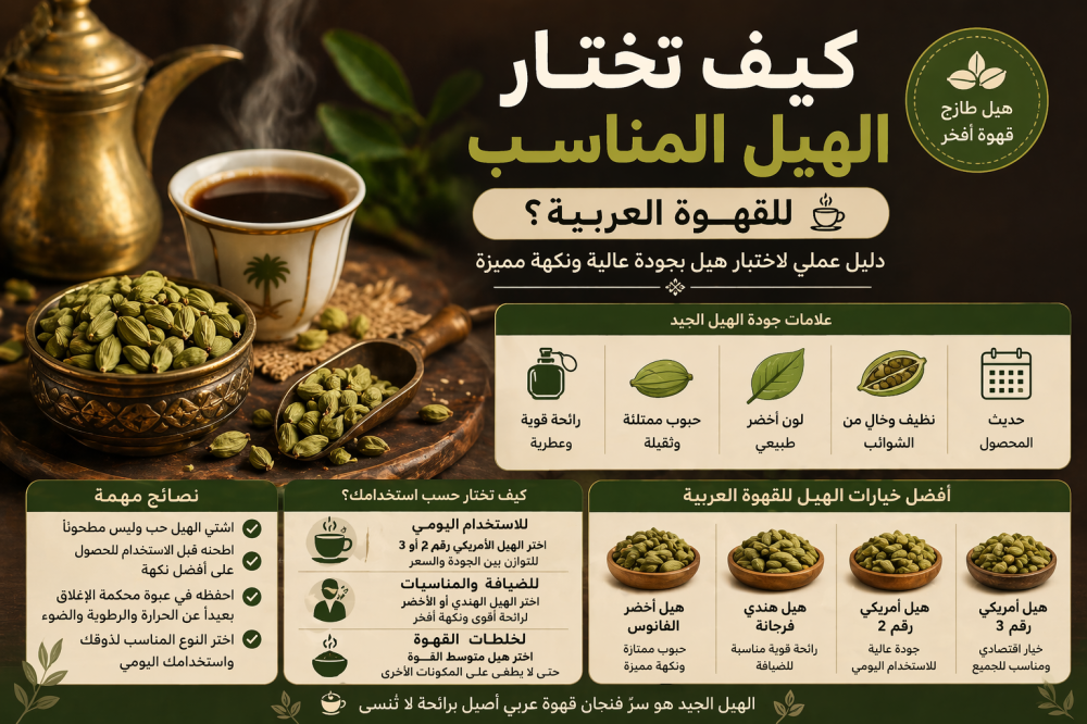 كيف تختار الهيل المناسب للقهوة العربية؟ دليل عملي قبل الشراء