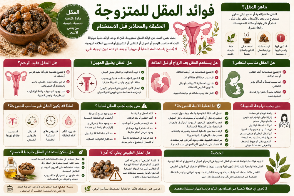 فوائد المقل للمتزوجة: الحقيقة والمحاذير قبل الاستخدام