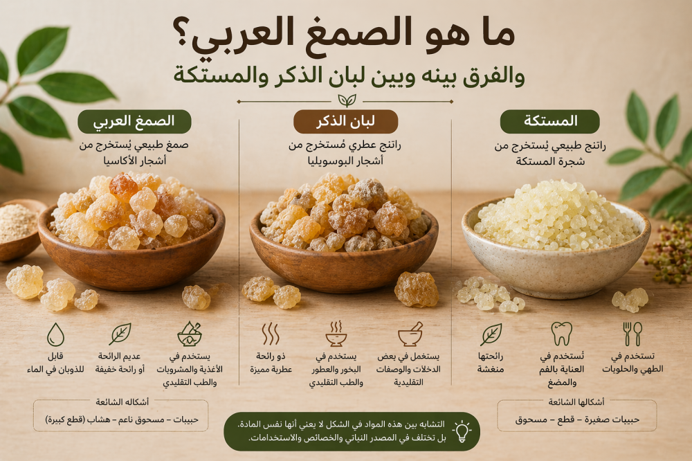 تعرف على ما هو الصمغ العربي والفرق بينه وبين لبان الذكر والمستكة وكيف