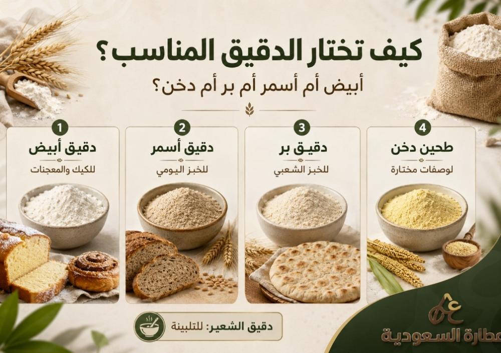 كيف تختار الدقيق المناسب؟ أبيض أم أسمر أم بر
