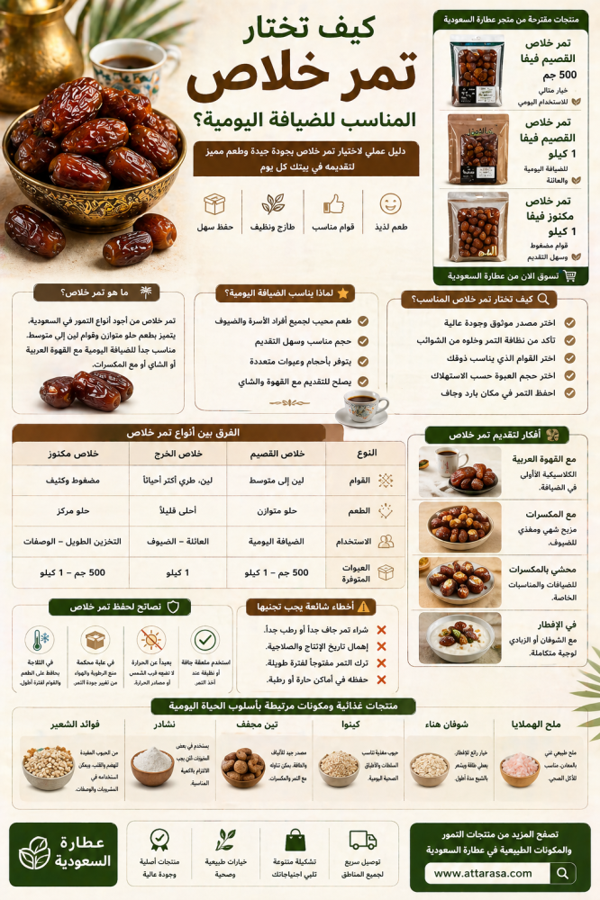 كيف تختار تمر خلاص المناسب للضيافة اليومية؟