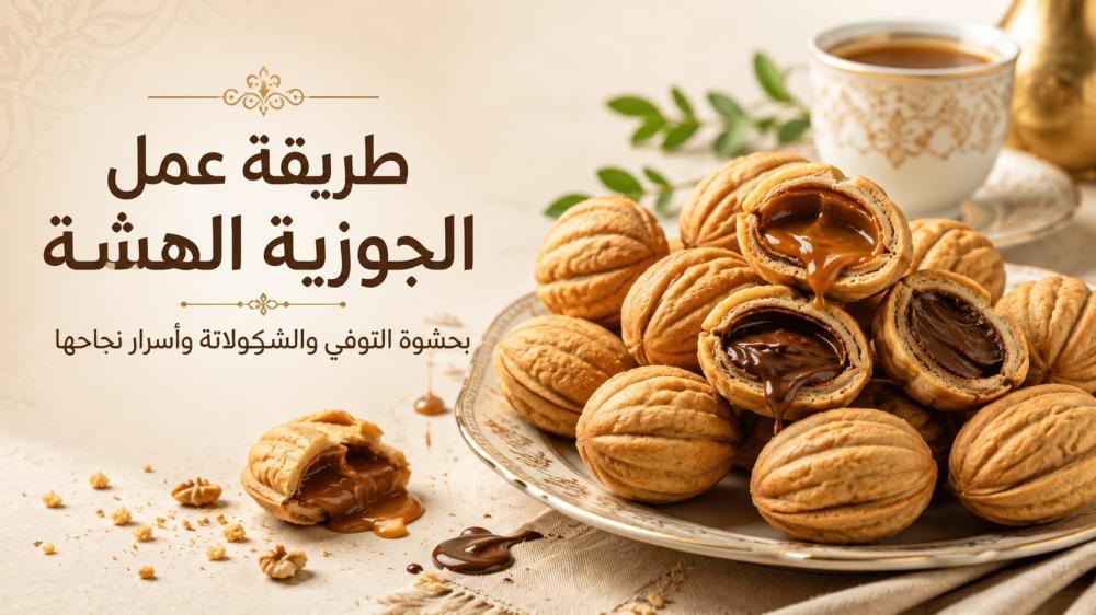 طريقة عمل الجوزية الهشة بحشوة التوفي والشوكولاتة وأسرار نجاحها