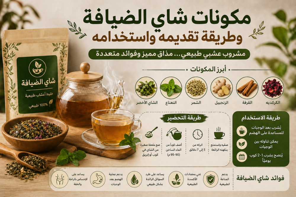 مكونات شاي الضيافة وطريقة تقديمه واستخدامه