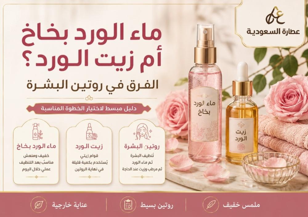 ماء الورد بخاخ أم زيت الورد؟ الفرق في روتين البشرة