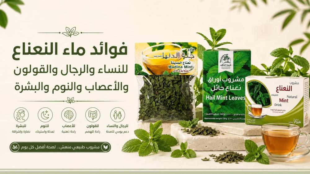 فوائد ماء النعناع للنساء والرجال والقولون والأعصاب والنوم والبشرة