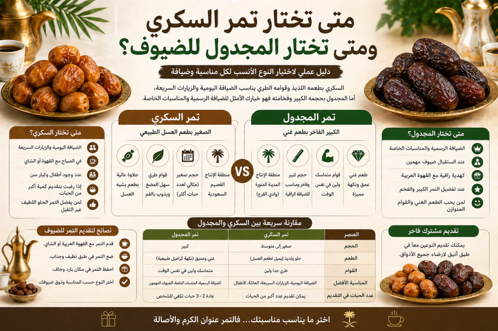 متى تختار تمر السكري ومتى تختار المجدول للضيوف؟
