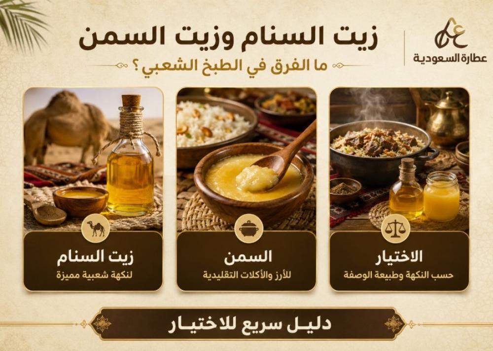 زيت السنام للطبخ والسمن: الفرق والاستخدام