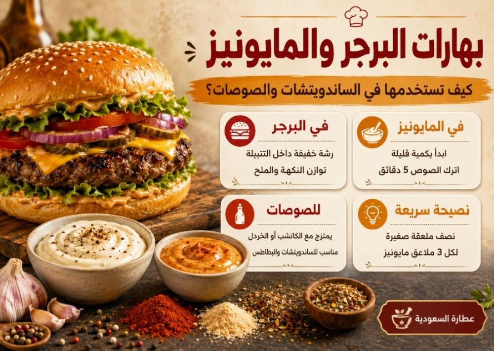 بهارات البرجر والمايونيز: كيف تستخدمها في الساندويتشات والصوصات؟