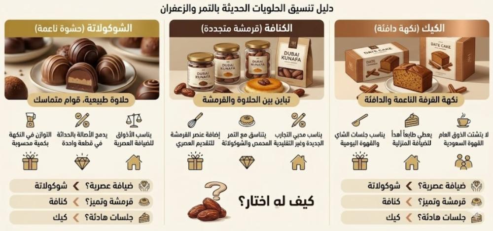 شوكولاتة التمر والزعفران في الحلويات الحديثة