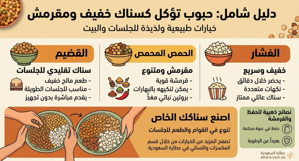 حبوب كسناك خفيف: أفضل تسالي طبيعية للجلسات