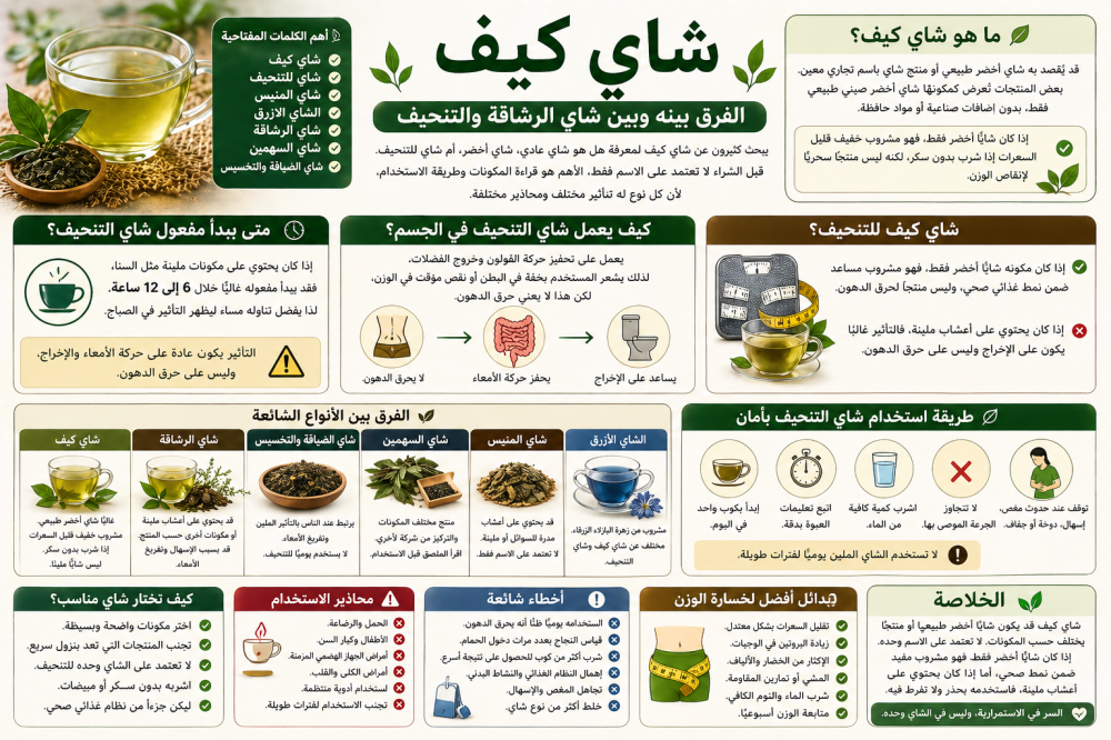 شاي كيف: الفرق بينه وبين شاي الرشاقة والتنحيف