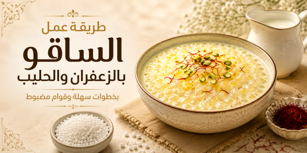 طريقة عمل الساقو بالزعفران والحليب بخطوات سهلة وقوام مضبوط