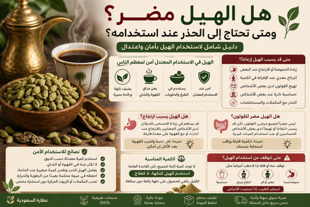 هل الهيل مضر؟ ومتى تحتاج إلى الحذر عند استخدامه؟