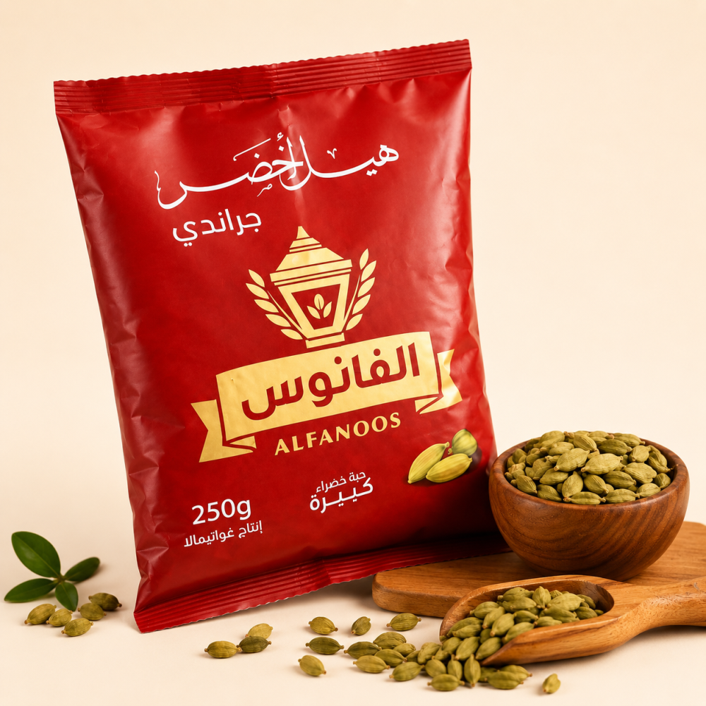 هيل أخضر جراندي الفانوس 250 جرام حب كامل للقهوة العربية