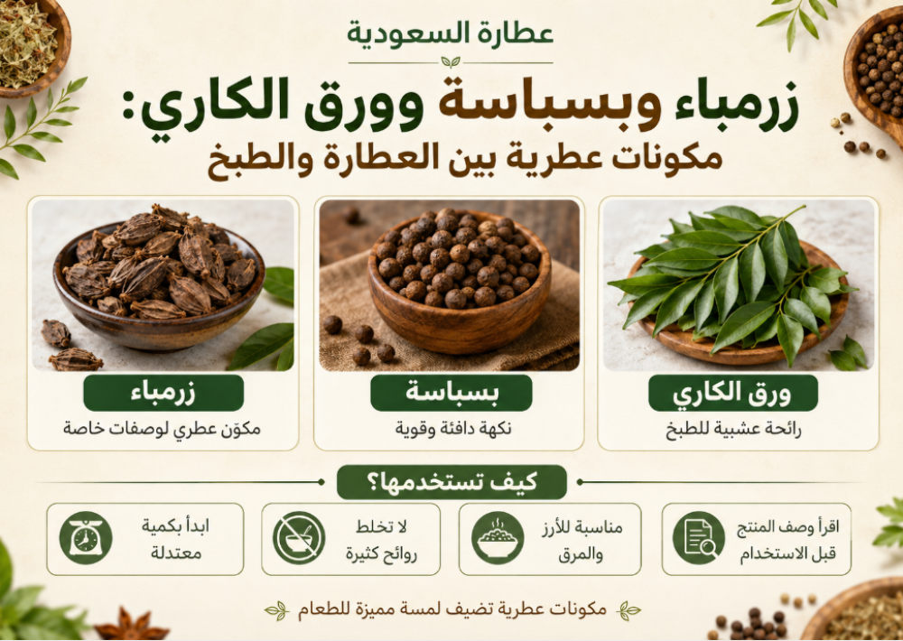 زرمباء وبسباسة وورق الكاري: مكونات عطرية للطبخ