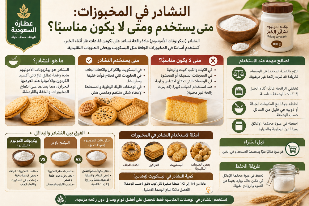 الفرق بين النشادر والبيكنج باودر في المخبوزات