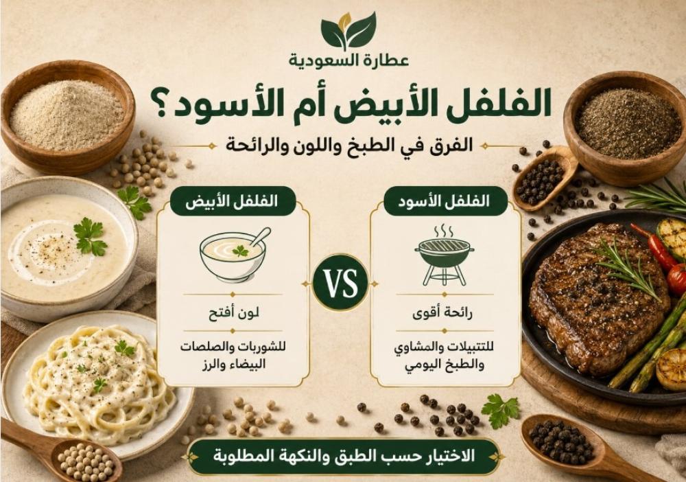 الفلفل الأبيض أم الأسود؟ الفرق في الطبخ واللون والرائحة