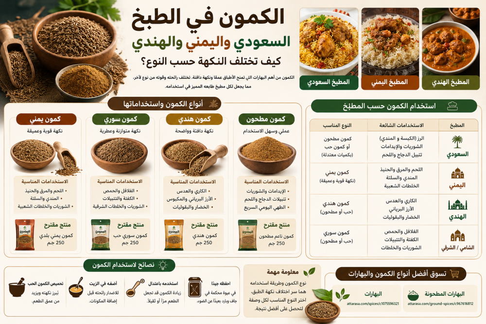 استخدام الكمون في الطبخ السعودي واليمني والهندي