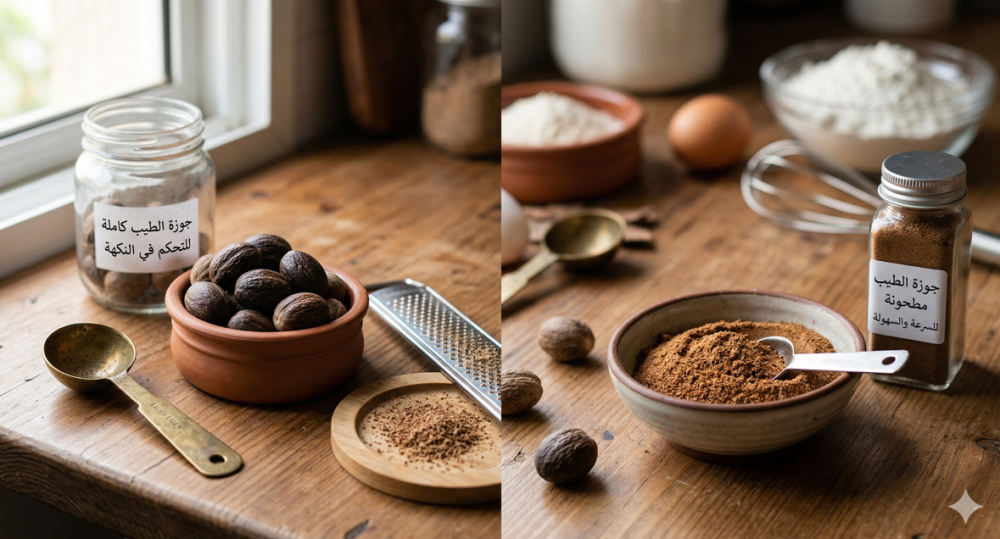 متى تشتري جوزة الطيب كاملة ومتى تشتريها مطحونة؟