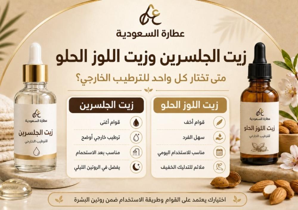 زيت الجلسرين وزيت اللوز: متى تختار كل واحد