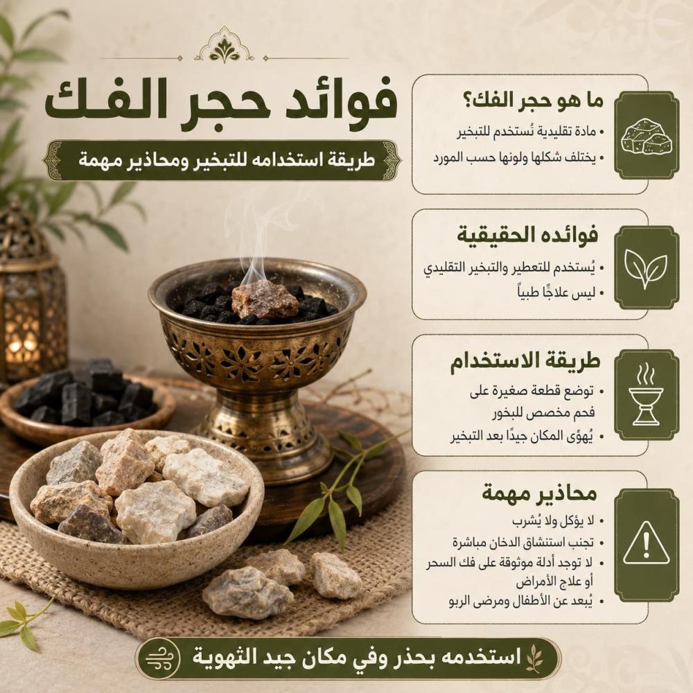 فوائد حجر الفك وطريقة استخدامه للتبخير وحكم استعماله