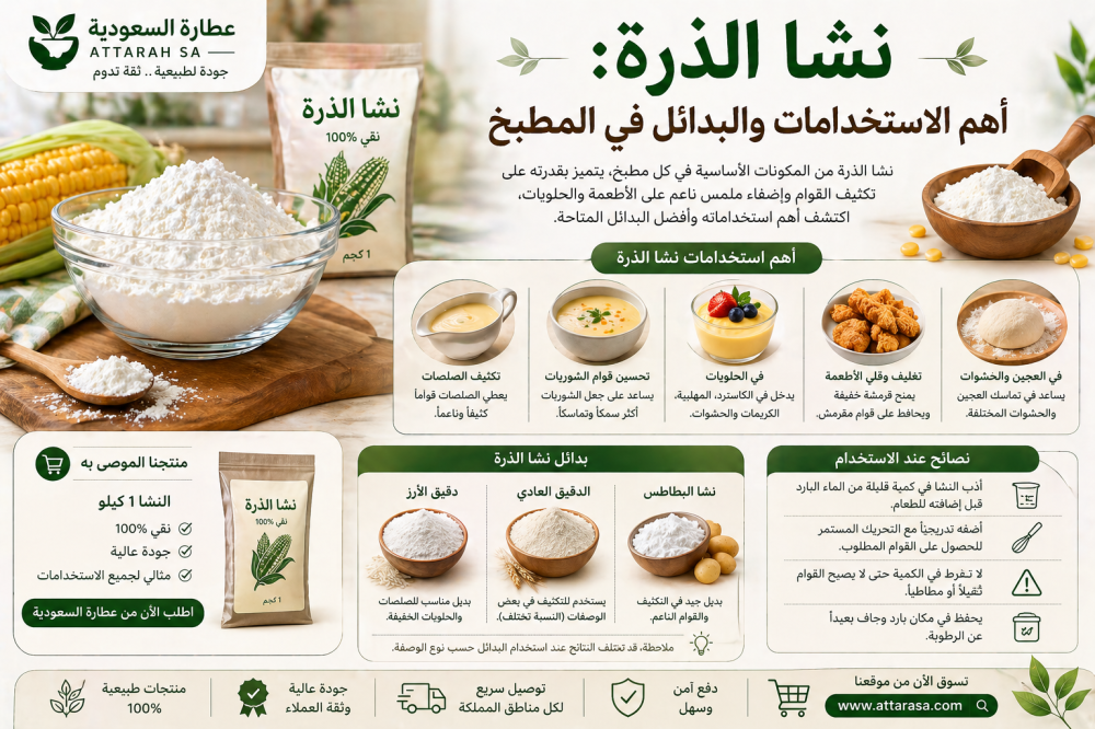 نشاء الذرة: أهم الاستخدامات والبدائل في المطبخ