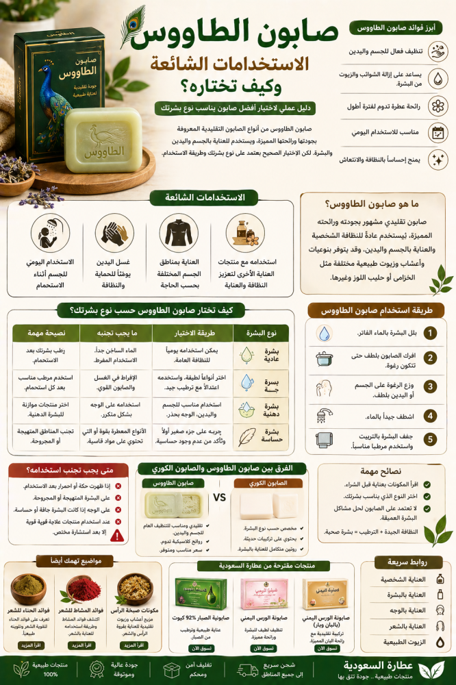 صابون الطاووس: الاستخدامات الشائعة وكيف تختاره؟