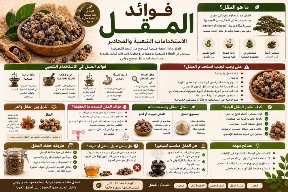 فوائد المقل وما هو؟ الاستخدامات الشعبية والمحاذير